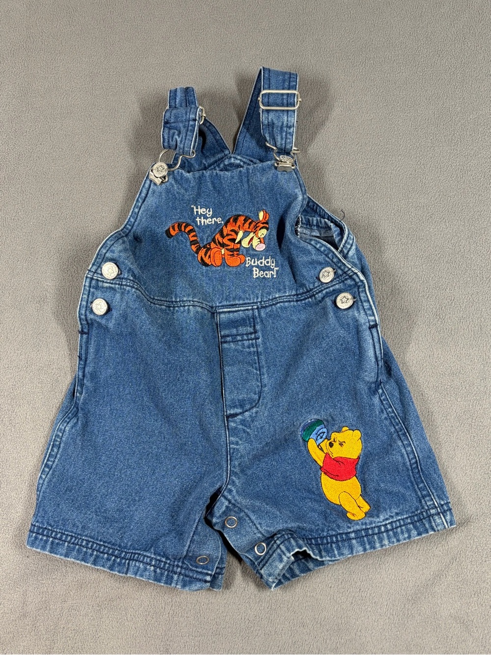 Vintage Disney Winnie the Pooh & Tigger Short Overalls - Blue